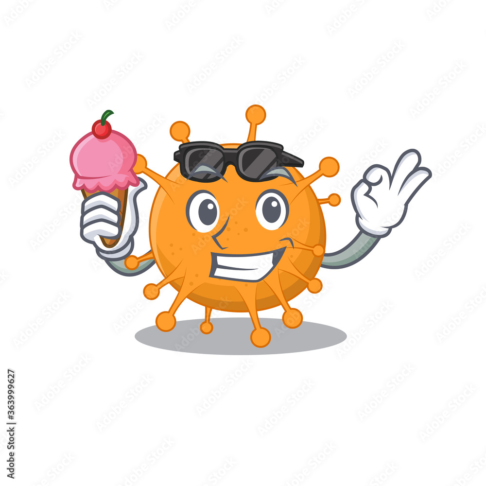 A cartoon drawing of anaplasma holding cone ice cream A cartoon drawing of anaplasma holding cone ice cream