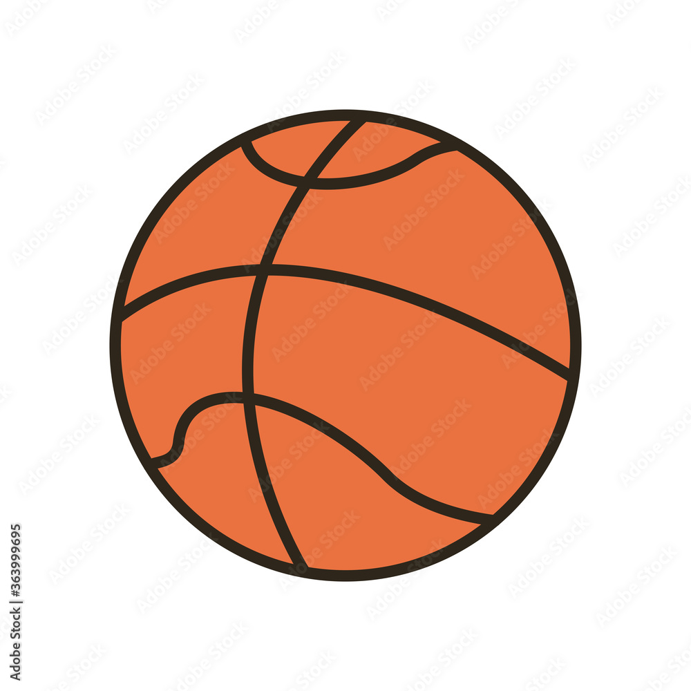 ball of basketball line and fill style icon vector design