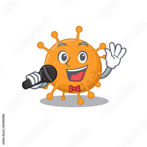 cartoon character of anaplasma sing a song with a microphone