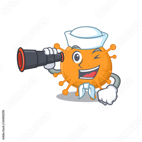 A cartoon picture of anaplasma Sailor using binocular