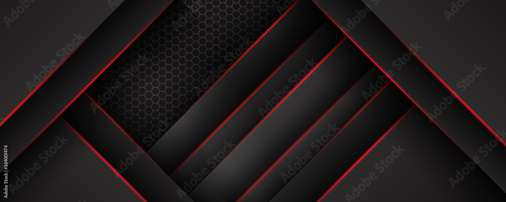 Dark black red metal 3D paper waves abstract banner design. Elegant wavy vector background Dark black red metal 3D paper waves abstract banner design. Elegant wavy vector background
