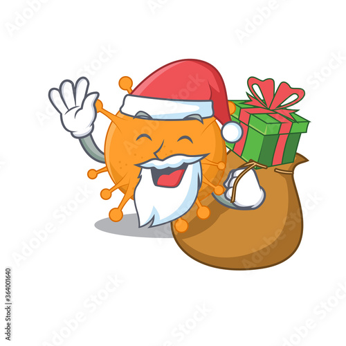 Cartoon design of anaplasma Santa having Christmas gift