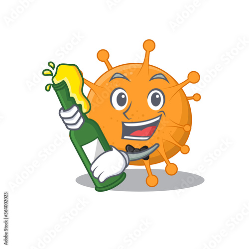 caricature design concept of anaplasma cheers with bottle of beer