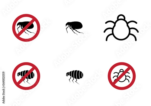 anti flea icon set on white background / vector