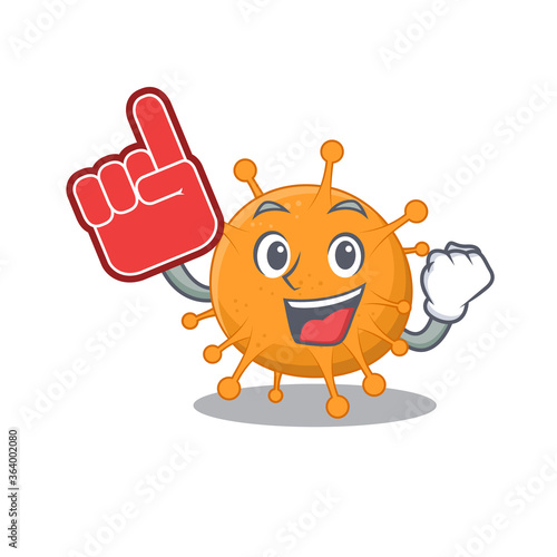 Anaplasma in cartoon drawing character design with Foam finger