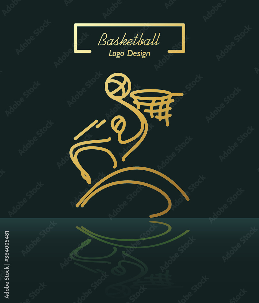 Basketball abstract golden logo dunking Basketball abstract golden logo dunking