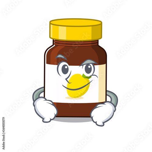 A cute arrogant caricature design of bottle vitamin c having confident gesture