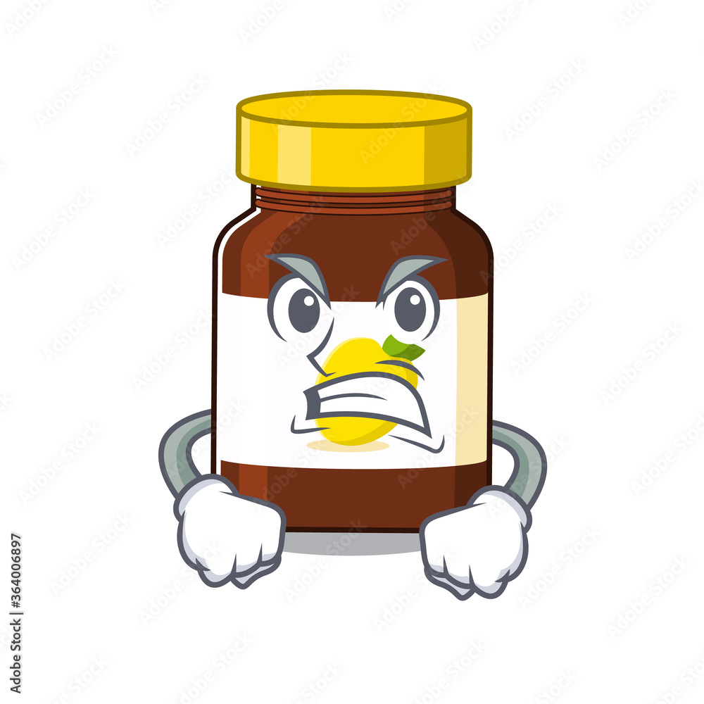 A cartoon picture of bottle vitamin c showing an angry face