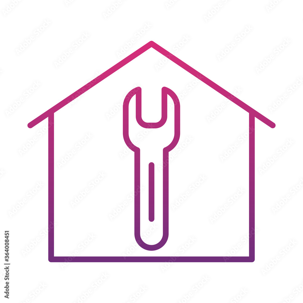 house with wrench tool icon, gradient style house with wrench tool icon, gradient style