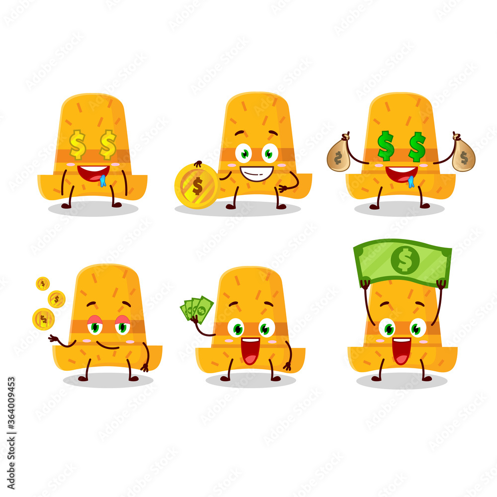Straw hat cartoon character with cute emoticon bring money Straw hat cartoon character with cute emoticon bring money