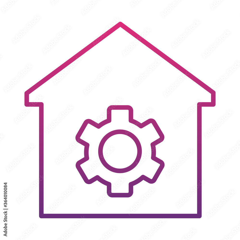 house with gear wheel icon, gradient style house with gear wheel icon, gradient style