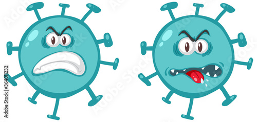 Coronavirus emoticon and emojis with facial expressions isolated on white background