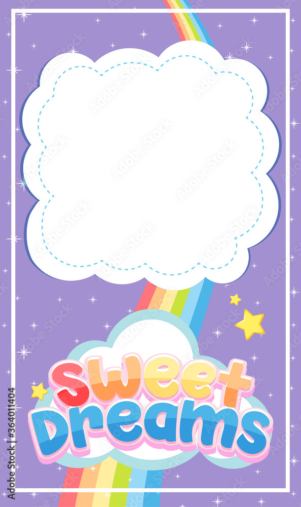 Sweet dreams logo with blank banner in rainbow sky theme on purple background Sweet dreams logo with blank banner in rainbow sky theme on purple background