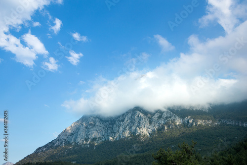 Beautiful Turkish mountains on a background of cloudy sky.