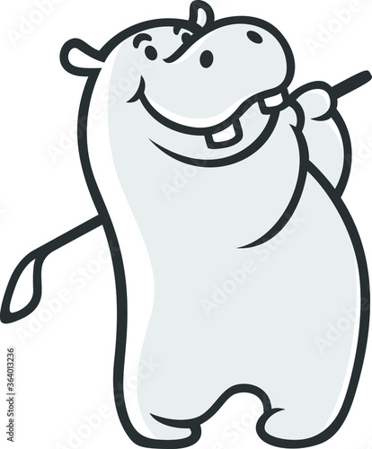 A Cute Hippo Playing Golf With A Standard Swing 
