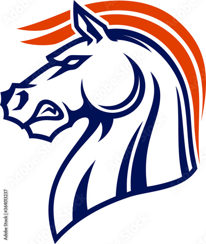 Simple Design of Horse Head with Mohawk Mane Sport Style