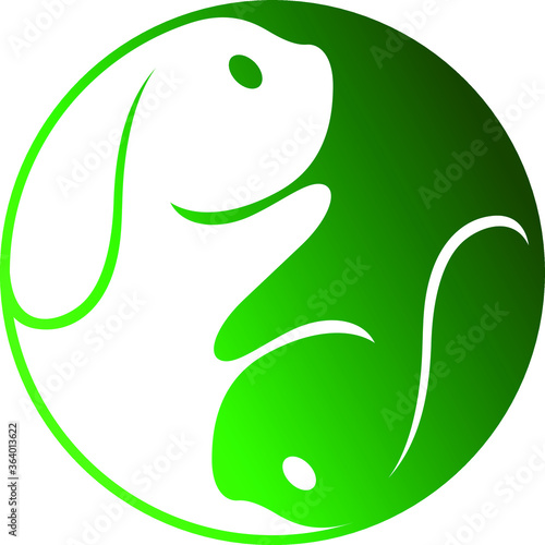 Yin Yang symbol with 2 Rabbits