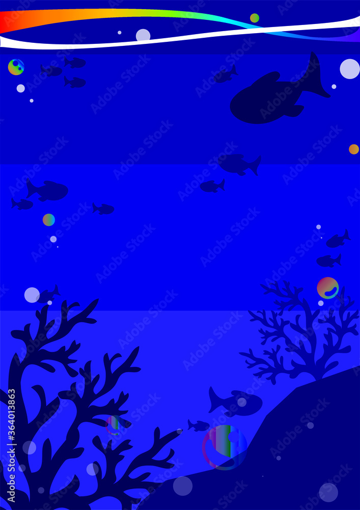 dreamy deep blue coral ocean background