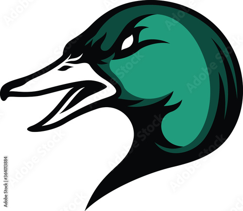 Head of Drake Mallard (Green Head Duck) Sport Style Logo Design