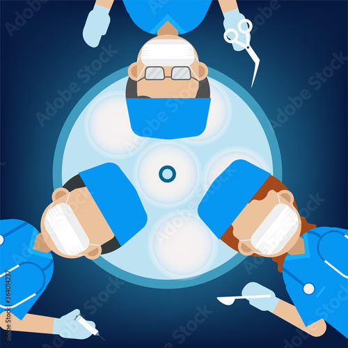 Surgeon team in surgery room flat design vector illustration