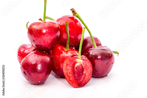 Fresh red cherries photo