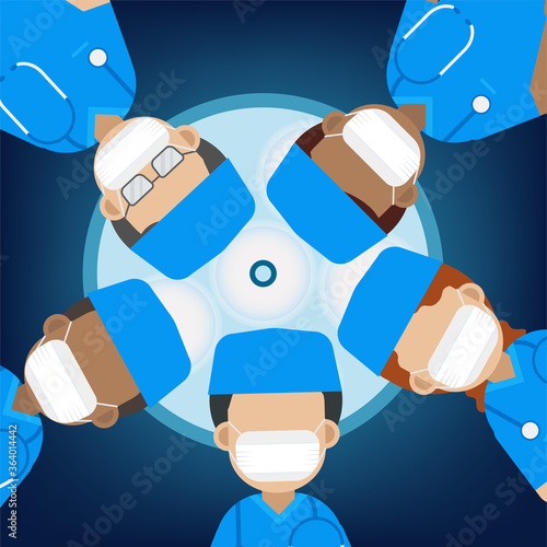 Surgeon team in surgery room flat design vector illustration