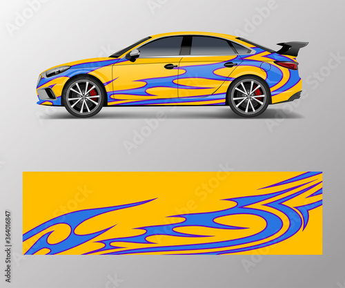 wrap design for custom sport car. Sport racing car wrap decal and sticker design.