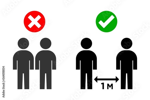 Social Distancing Keep Your Distance 1 m or 1 Metre Infographic Icon. Vector illustration
