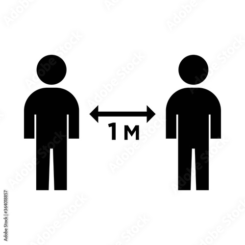 Social Distancing Keep Your Distance or Maintain a Distance of 1 m or 1 Meter Icon. vector illustration