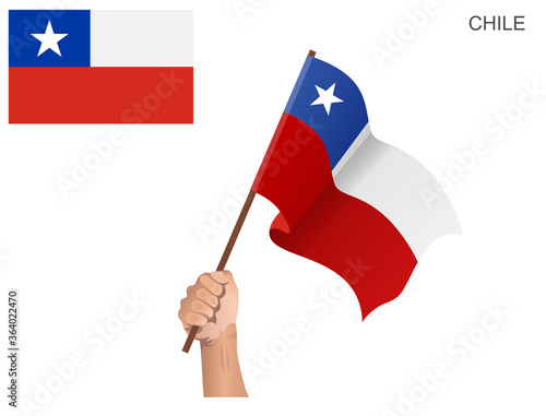 The flag of the State of Chile that is hoisted with a stick held by hand to inflame the spirit of statehood