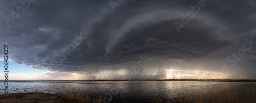 Severe Weather in Summertime on the Great Plains With Bodies of Water in the Photo