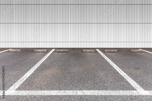 Empty car parking  Car parking lot with white mark  Parking lane outdoor in public park