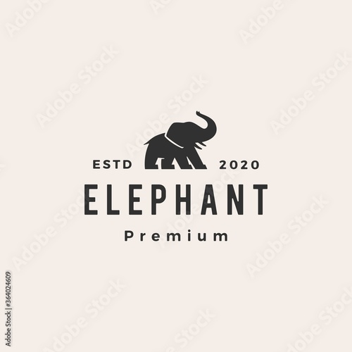 elephant hipster vintage logo vector icon illustration