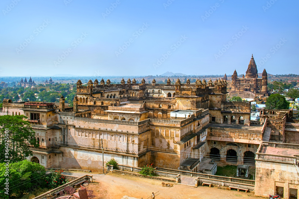 Beautiful view of Orchha Palace Fort, Raja Mahal from jahangir mahal, Orchha, Madhya Pradesh