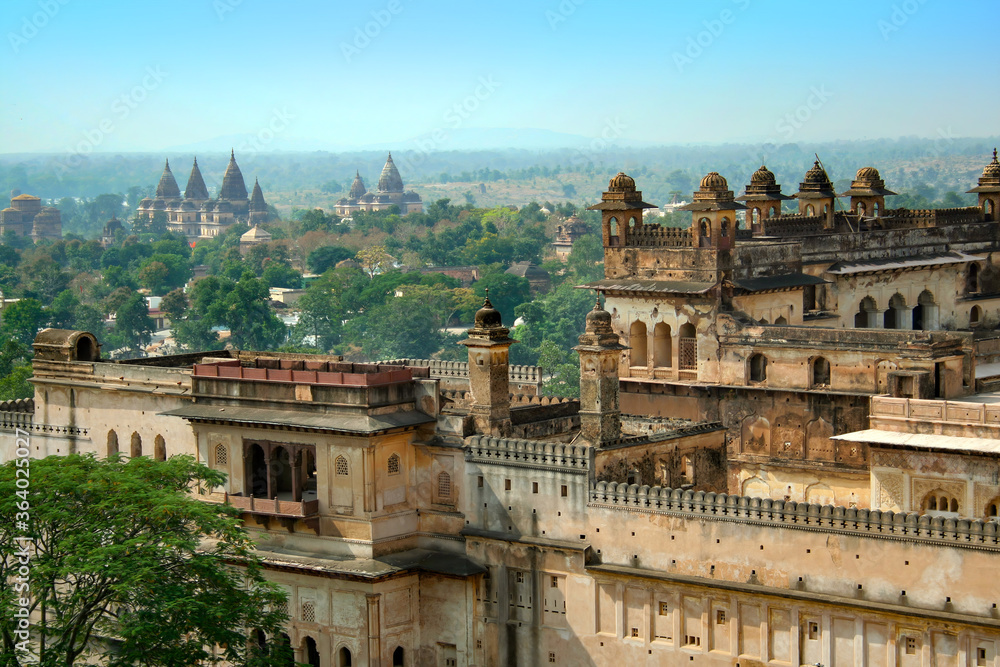 Beautiful view of Orchha Palace Fort, Raja Mahal from jahangir mahal, Orchha, Madhya Pradesh