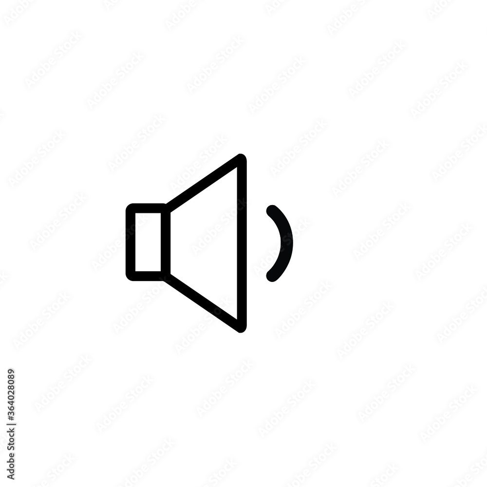 Speaker Low Volume Black Outline Vector Design for Graphic Resources, Template, Icon, Symbol, and Logo