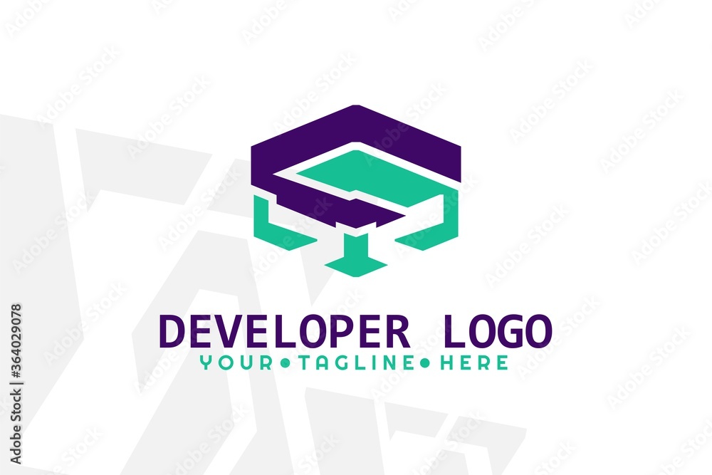 Isolated Purple and Turquoise Developer Logogram Isolated Purple and Turquoise Developer Logogram