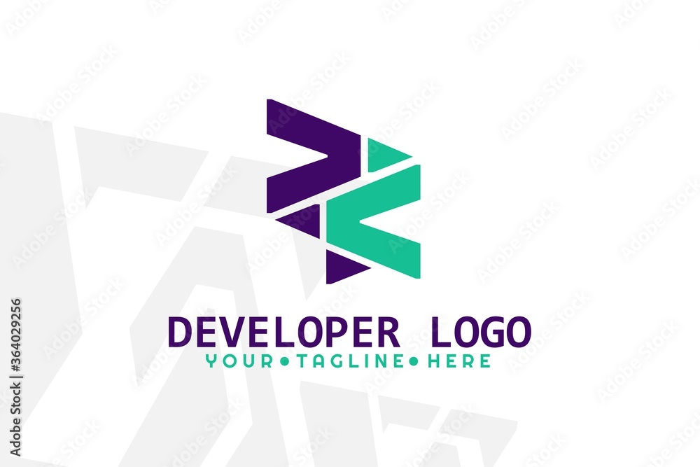Isolated Purple and Turquoise Developer Logogram Isolated Purple and Turquoise Developer Logogram
