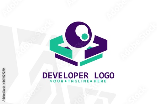 Isolated Purple and Turquoise Developer Logogram
