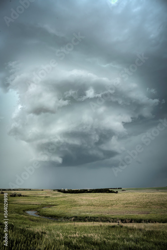 Severe Weather in Summertime on the Great Plains With Bodies of Water in the Photo