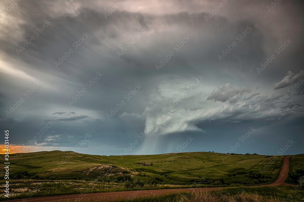 Storms on the Great Plains with Roads in backgrouns