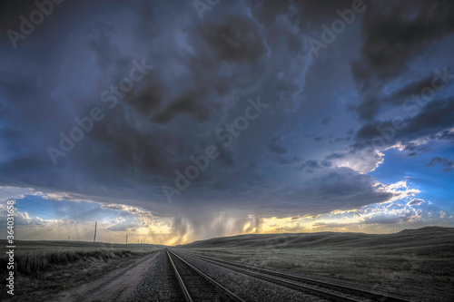 Railroad tracks and summertime storms on the GReat Plains