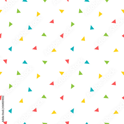 Colorful geometric, triangle, confetti seamless pattern background.
