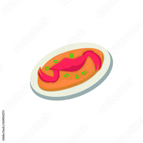Chili crab. Traditional national dish. Vector flat illustration.