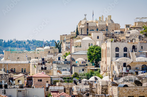 View of the rooftops of the Jewish Quarter in the Old City of Jerusalem, Israel photo