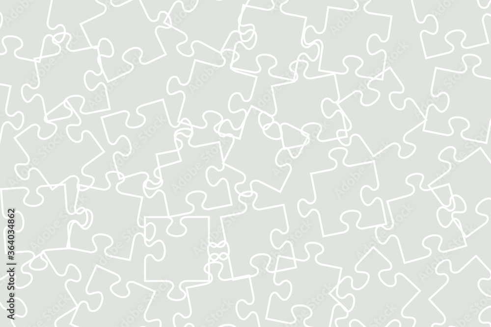 Puzzle background, banner, blank. Vector jigsaw section template.  Confusion of pieces, mess mosaic.