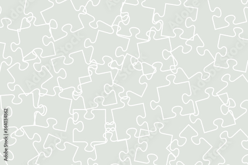 Puzzle background, banner, blank. Vector jigsaw section template. Confusion of pieces, mess mosaic.