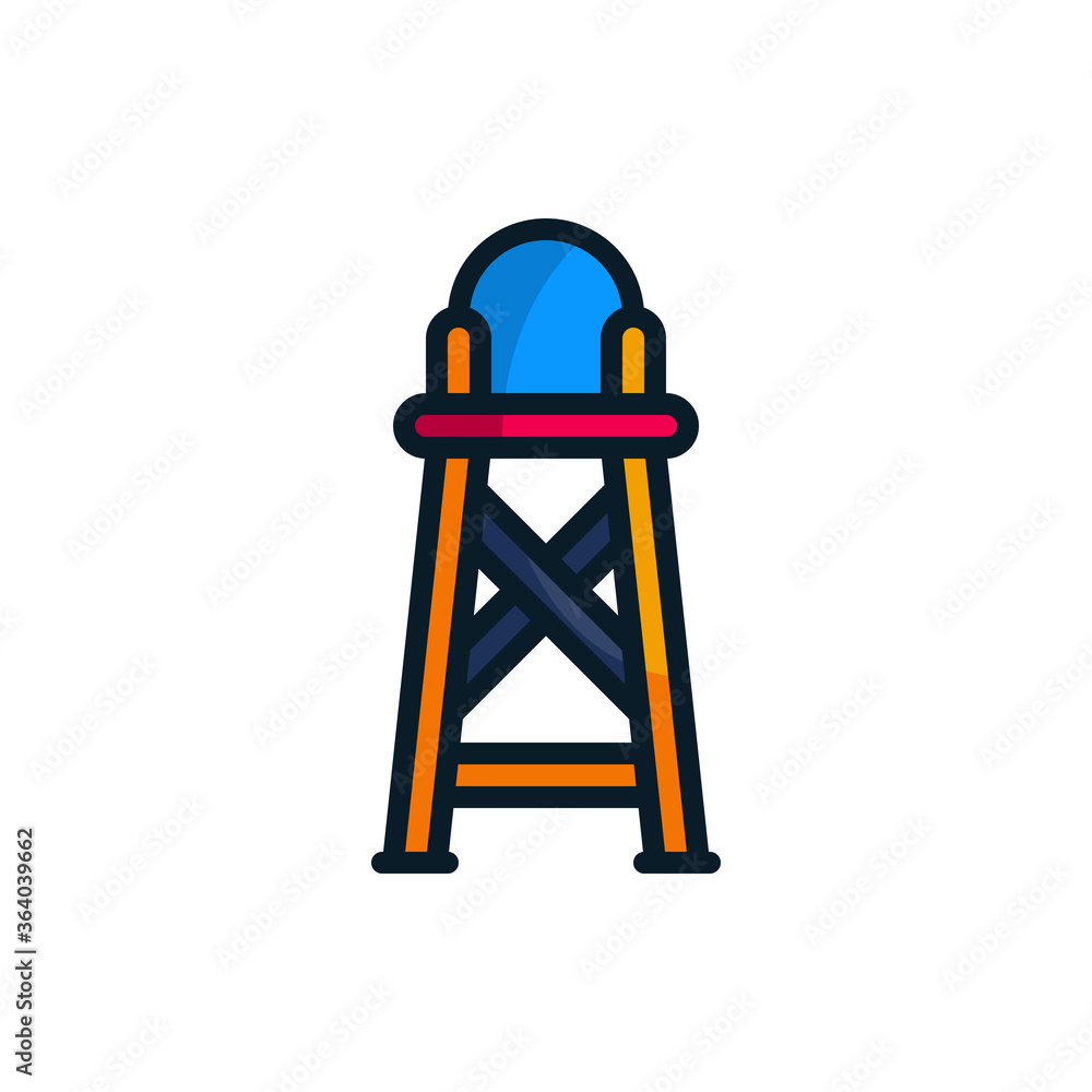 Lifeguard tower filled outline icons. Vector illustration. Editable stroke. Isolated icon suitable for web, infographics, interface and apps. Lifeguard tower filled outline icons. Vector illustration. Editable stroke. Isolated icon suitable for web, infographics, interface and apps.