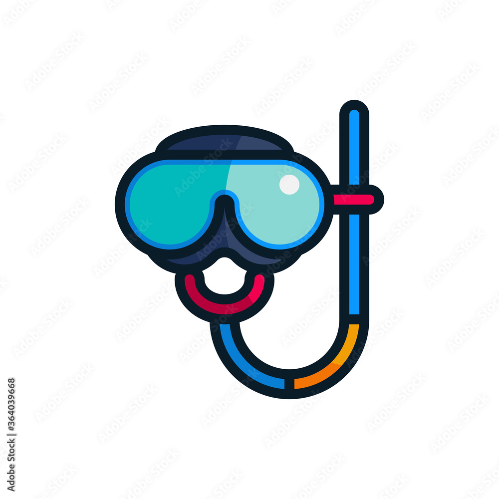 Diving mask with snorkel filled outline icons. Vector illustration. Editable stroke. Isolated icon suitable for web, infographics, interface and apps. Diving mask with snorkel filled outline icons. Vector illustration. Editable stroke. Isolated icon suitable for web, infographics, interface and apps.