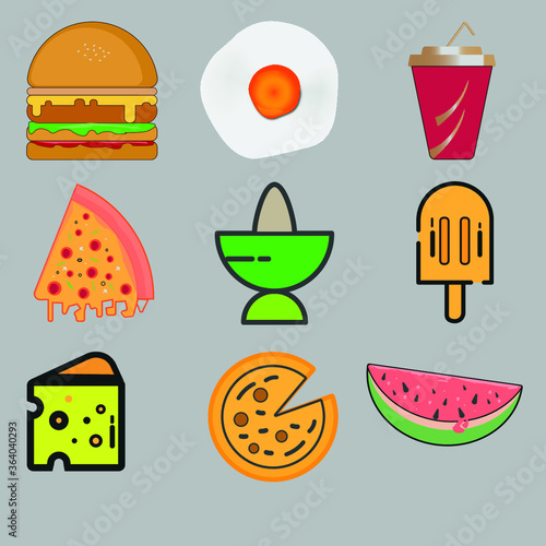 Colorful food vector icons